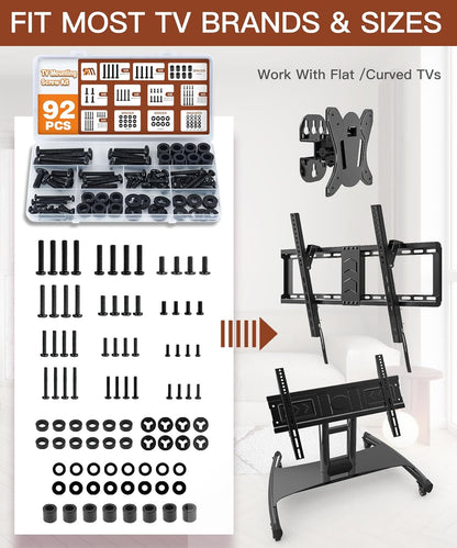 92PCS TV Mounting Hardware Screw Kit, M4 M5 M6 M8 Screws | Includes Spacers and Washers for Most TV / Monitor VESA Mount, TV Mount Replacement Screws with Box up to 80", Black4
