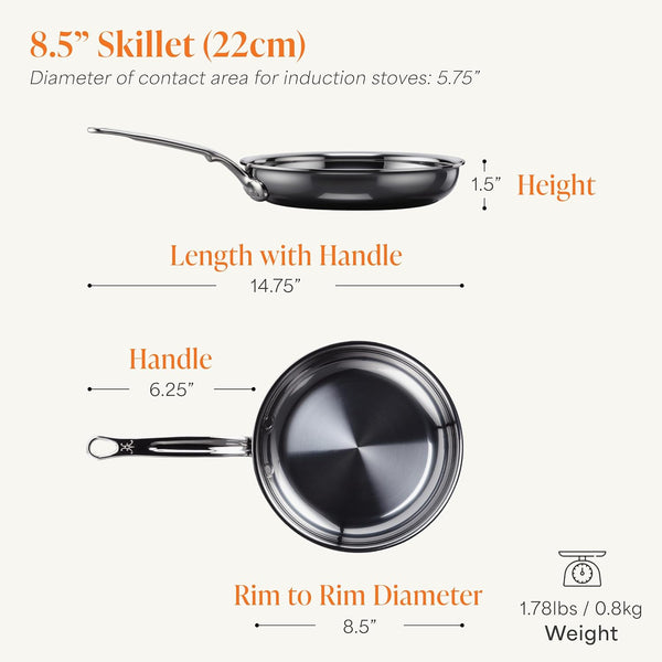 Hestan Nanobond Molecular Titanium Frying Pan, 8.5-Inch - Pfas-Free Stainless Steel Skillet, 4X Stronger, 1050°F Safe, Induction Compatible, Handcrafted Italy2