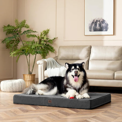 EHEYCIGA Orthopedic Dog Bed Large with Removable Washable Cover,Grey,41X27 | Egg Crate Foam Support,Durable Oxford Fabric,Non-Slip Bottom,Machine Washable,Soft Waterproof Plush Pet Bed Mat for Crate8
