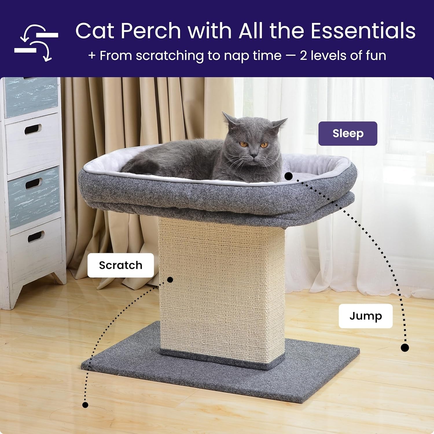 catry-cat-perch-with-washable-replaceable-bed-wide-sisal-scratching-post-cat-tree-with-washable-replaceable-bed-for-large-cats-thick-sisal-scratching-post-sturdy-cat-tower-easy-assembly-cat-tree