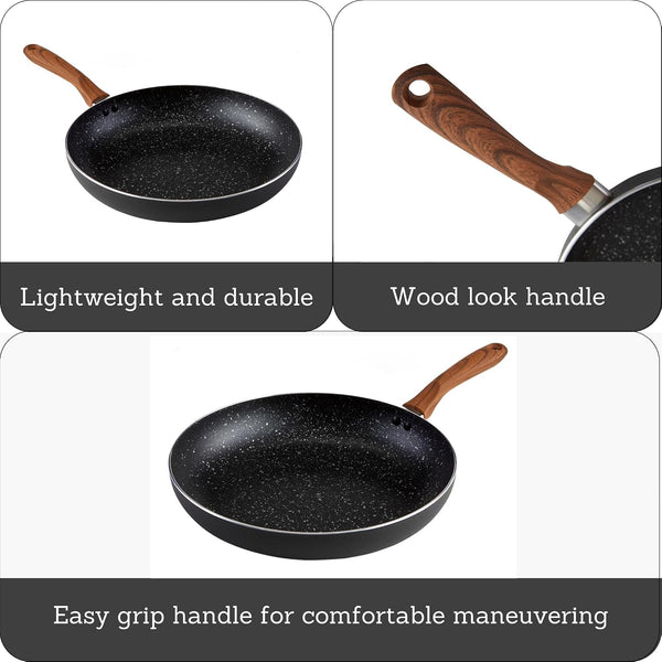 USA Woodlook 8" Black Stone Fry Pan Handle and Speckled Nonstick Interior, 8" | Ideal for Stir-Frying, Great for Everyday Cooking2