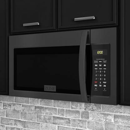 ZLINE over the Range Convection Microwave Oven in Black Stainless Steel with Modern Handle and Sensor Cooking8