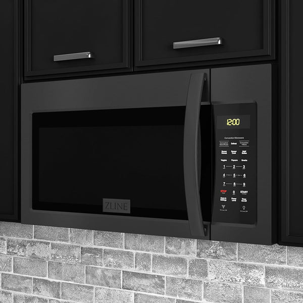 ZLINE over the Range Convection Microwave Oven in Black Stainless Steel with Modern Handle and Sensor Cooking8