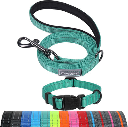 VIVAGLORY Dog Leash Puppy Leash for Collar, 3Ft X 1In, Black | with Soft Padded Handle for Training & Walking, Heavy Duty & Double Layer Nylon Pet Puppy53