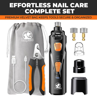 Whisper Quiet Dog Nail Grinder Safe & Stress-Free for Sensitive Dogs Cats | 4 LED Lights,3 Grinding Bits, 3-Speed, Pet Nail Trimmers, Rechargeable Painless Grooming Kit for All Breeds & Sizes9