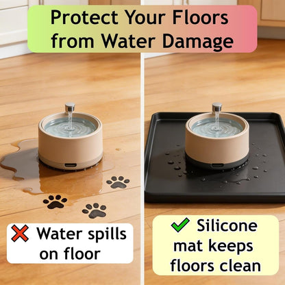 Silicone Square Mat 16X16 for Water Bowl, Waterproof Pet Bowls Mat, Black | with Raised Edge, Non-Slip Cat Dog Water Dispenser Mat Protects Floors from Water & Food Spills3