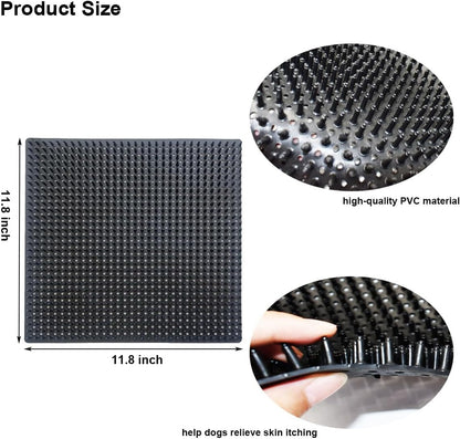 2 PCS Dog Scratching Post Pad, Soft Touch Itch Relief Pad for Horse Cow Goat Sheep, PVC Dog Back Scratcher, Massage Bed Massage Brush for Wooden Stake Wall Sofa Ground 11.8 X 11.8 Inch2