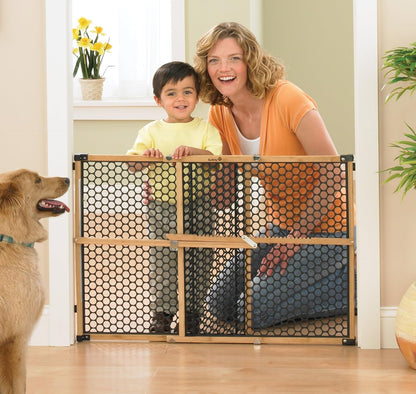 Safety 1St Bamboo Baby Gate for Doorways, No Drill Easy Install, Dog Gates, Fits 28"-42", 24" High, Bamboo and Black5