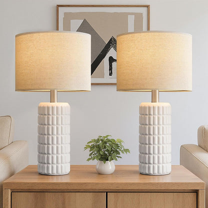 23" Modern Ceramic Table Lamps Set of 2, Lamps for Bedroom, White | Lamps for Living Room, Bedroom, Bedside, Night Stands, End Table, Desk, Farmhouse Home Decor1