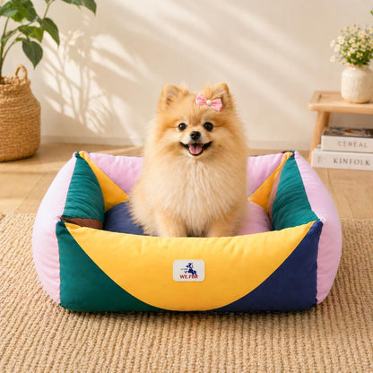 Cotton Canvas Dog Bed (290Gsm Thick), 24"X20"X8" Durable Waterproof | Cute Dog Beds for Small Dogs, Orthopedic Bed with Washable Removable Cover, Anti-Chewing Pet Bed Anti-Slip Black&White12