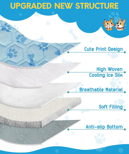 Upgraded Dog Cooling Mat for Dogs& Cats,Ice Silk Self Cooling Mat for Dogs(Q-Max>0.5),Washable Breathable Non-Slip Summer Dog Bed Mats for Crate Car Sofa Indoor Outdoor,Light Blue 29.1×18.5In4