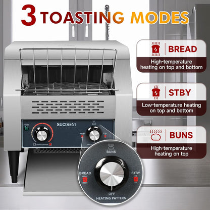 Commercial Toaster 300 Slices/Hour Industrial Conveyor Toaster 1900W Stainless Steel Restaurant Toasters for Croissants Toast Bun Bagel Bread5