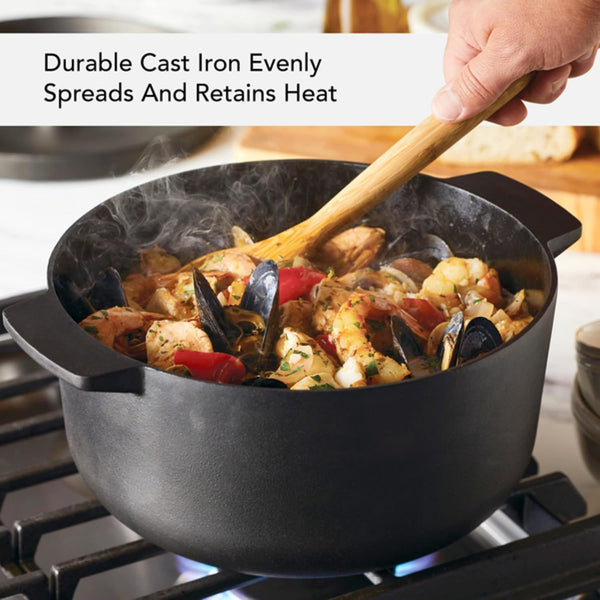 Kitchenaid Seasoned Cast Iron Dutch Oven/Casserole, 6 Quart - Black5