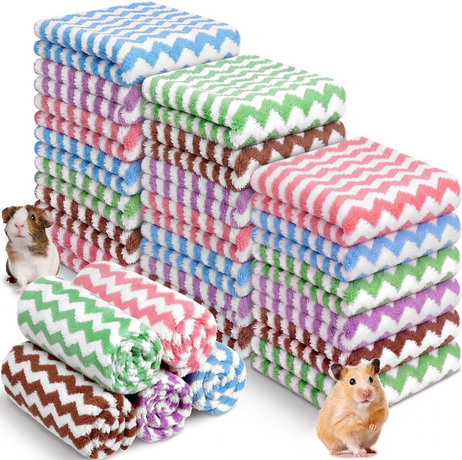 moukeren-20pcs-guinea-pig-fleece-bedding-blankets-bulk-washable-small-animal-fleece-cage-liners-pet-wash-cloth-sleeping-mat-cover-for-hamster-chinchilla-rabbit-hedgehogmulticolor-12-x-12-inch