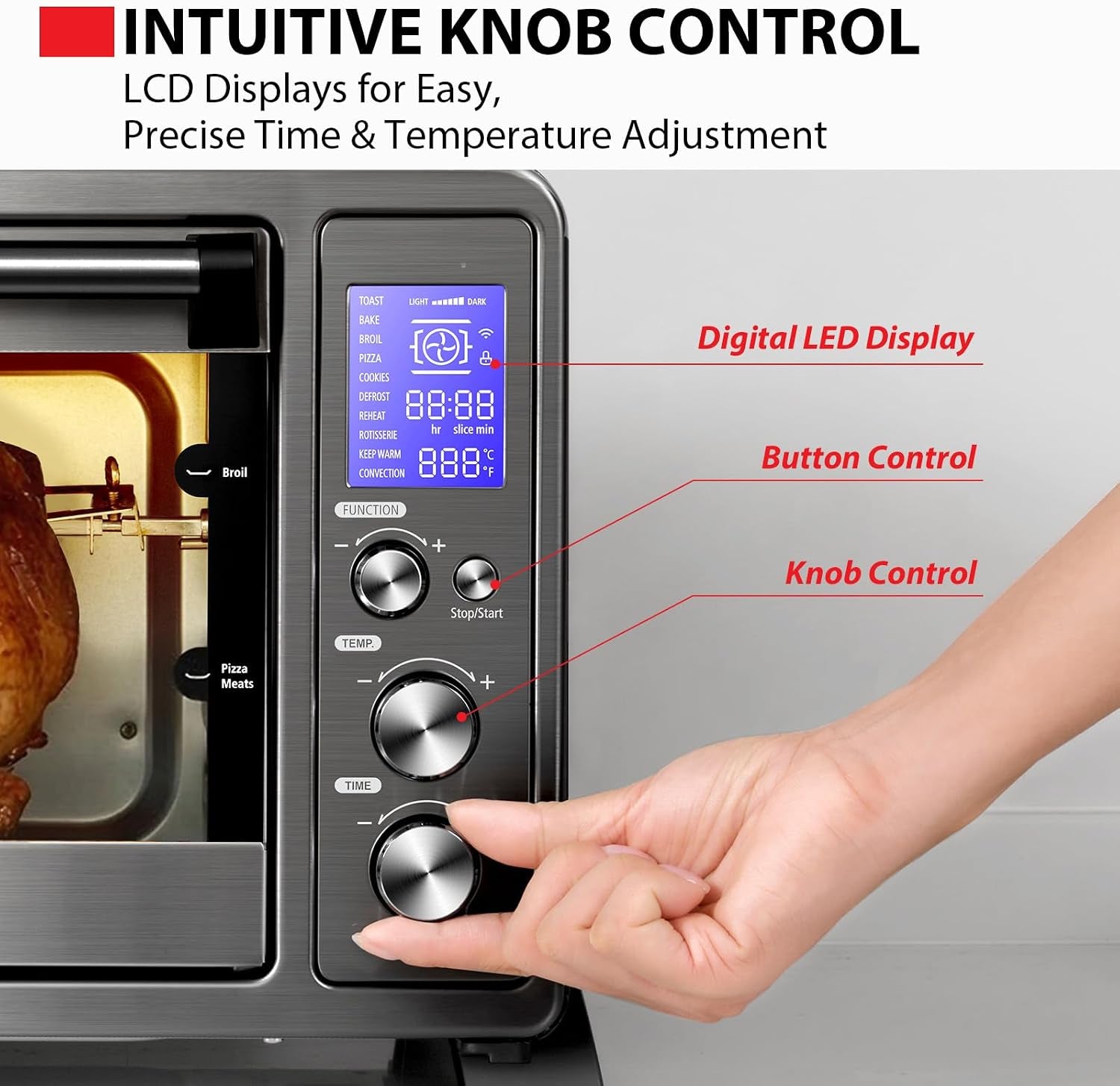 10-in-1-convection-toaster-oven-6-slice-countertop-oven-1500w-bake-broil-rotisserie-pizza-functions-lcd-knob-controls-6-accessories-with-toast-1500w-black-stainless-steel