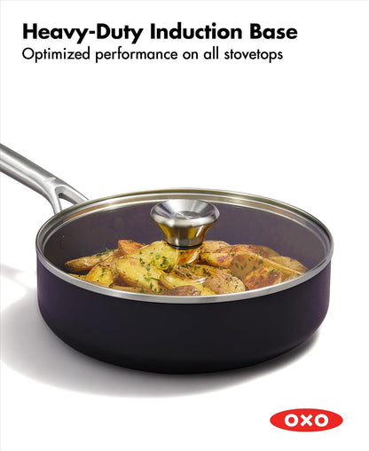 OXO Professional 3QT Saute Pan Jumbo Cooker with Lid, Hard Anodized Ceramic Nonstick Cookware Pfas-Free, Stainless Steel, Induction Suitable, Diamond Reinforced Coating Dishwasher and Oven Safe, Black3