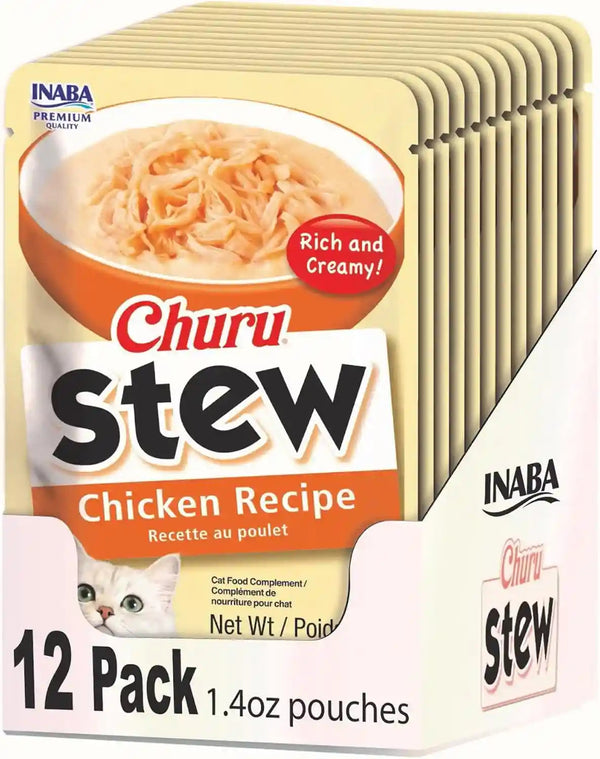 INABA Churu Stew for Cats, Creamy Purée Side Dish Pouch, 1.05 Oz Pouches, 15 Pouches Total, Chicken Variety18