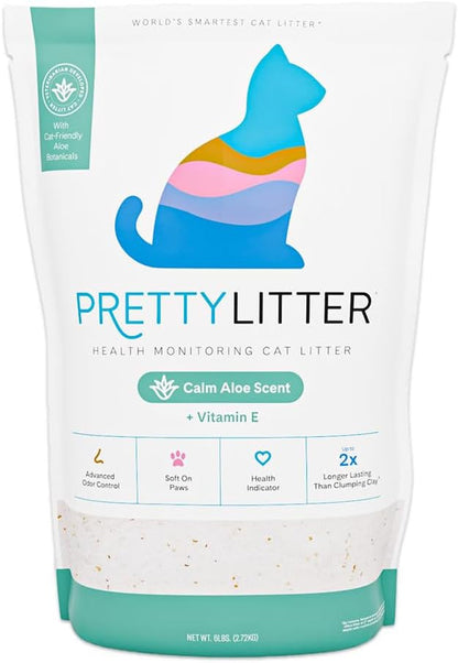 Prettylitter Health Monitoring Cat Litter (Unscented, Non Clumping) | Lightweight & Low Tracking, Color Changing Silica Gel Crystals, Advanced Odor Control — 6 Lbs, Pack of 2 (Up to 2 Month Supply)7