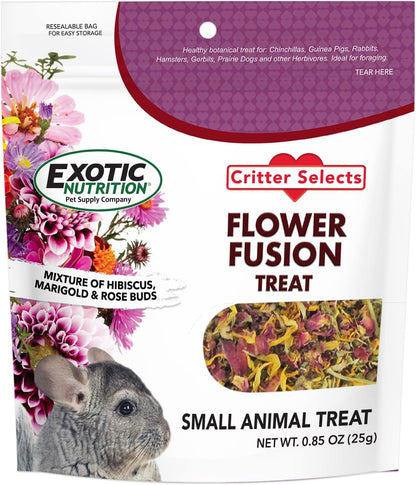 Flower Fusion Treat - Healthy Natural Dried Flower Herbivore Treat - Chinchillas, Guinea Pigs, Rabbits, Prairie Dogs, Degus, Hamsters, Rats, Squirrels, Sugar Gliders & Other Small Pets (0.85 Oz)6