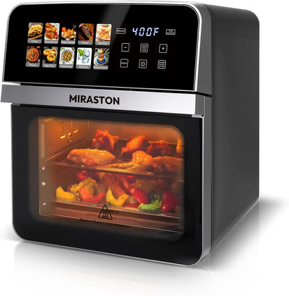 10QT Air Fryer Toaster Oven, Family Size Double-Cooking Combo | EASY CLEAN: Stainless Steel Interior Oven; Dual-Layer Rack Allows Simultaneous Cooking for Healthy Family Meals.1