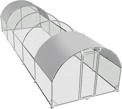 Large Metal Chicken Coop round Top Upgrade Tri-Supporting Wire Mesh Chicken Run,Chicken Pen with Water-Resident and Anti-Uv Cover,Duck Rabbit House Outdoor (6.6'L X 9'W X 6.5'H)14