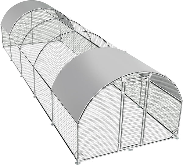 Large Metal Chicken Coop round Top Upgrade Tri-Supporting Wire Mesh Chicken Run,Chicken Pen with Water-Resident and Anti-Uv Cover,Duck Rabbit House Outdoor (6.6'L X 9'W X 6.5'H)14