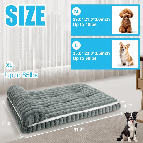 Dog Beds Medium Large Sized Dog, Dog Bed for Crate with Pillow(Grey, XL) | Comfort Large Dog Bed, Washable Dog Bed with Removable Cover, Durable Orthopedic Deluxe Plush Dog Crate Pad Bed4