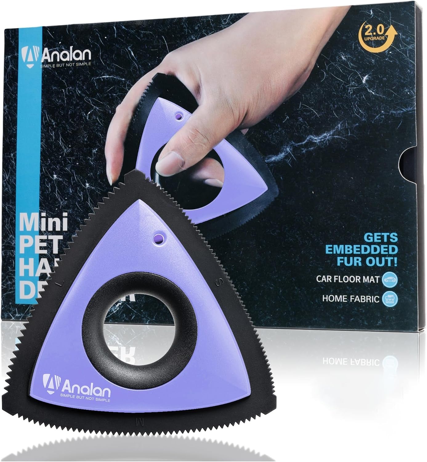 analan-mini-pet-hair-remover-for-car-detailing-dog-hair-tool-brushblack-deep-cleaning-reusable-rubber-gentle-on-fabrics-triangle-design-for-car-interiors-couch-rugs-carpet-mats-furniture