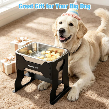 Bobbie & Laxi 14" Elevated Dog Water Bowl, 2.4 Gal Stainless Steel Bowl | Reduces Neck & Joint Strain for Large or Senior Dogs; Rust-Resistant Steel Bowl, Iron Stand8