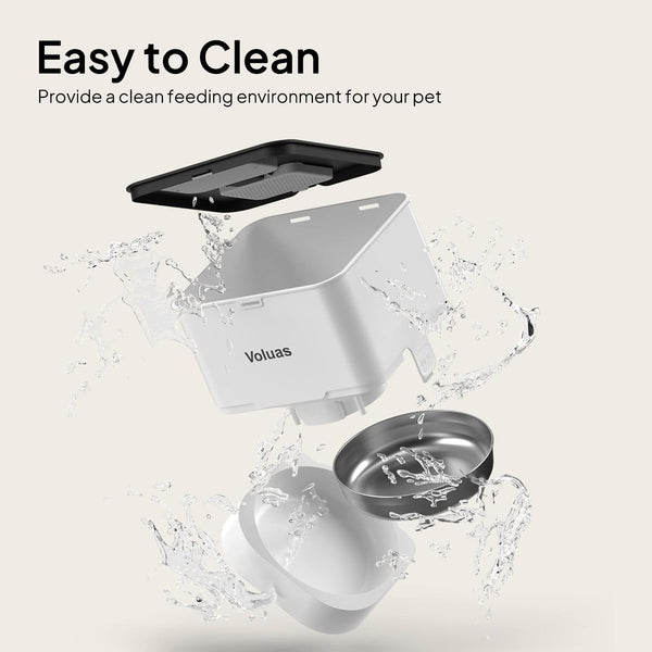VOLUAS Automatic Cat Feeder, 4L Timed Dry Food Dispenser for Cats & Dogs | Programmable Portion Control, up to 4 Meals Daily, Dual Power Supply, Power-Off Memory, 10-Second Voice Recorder5