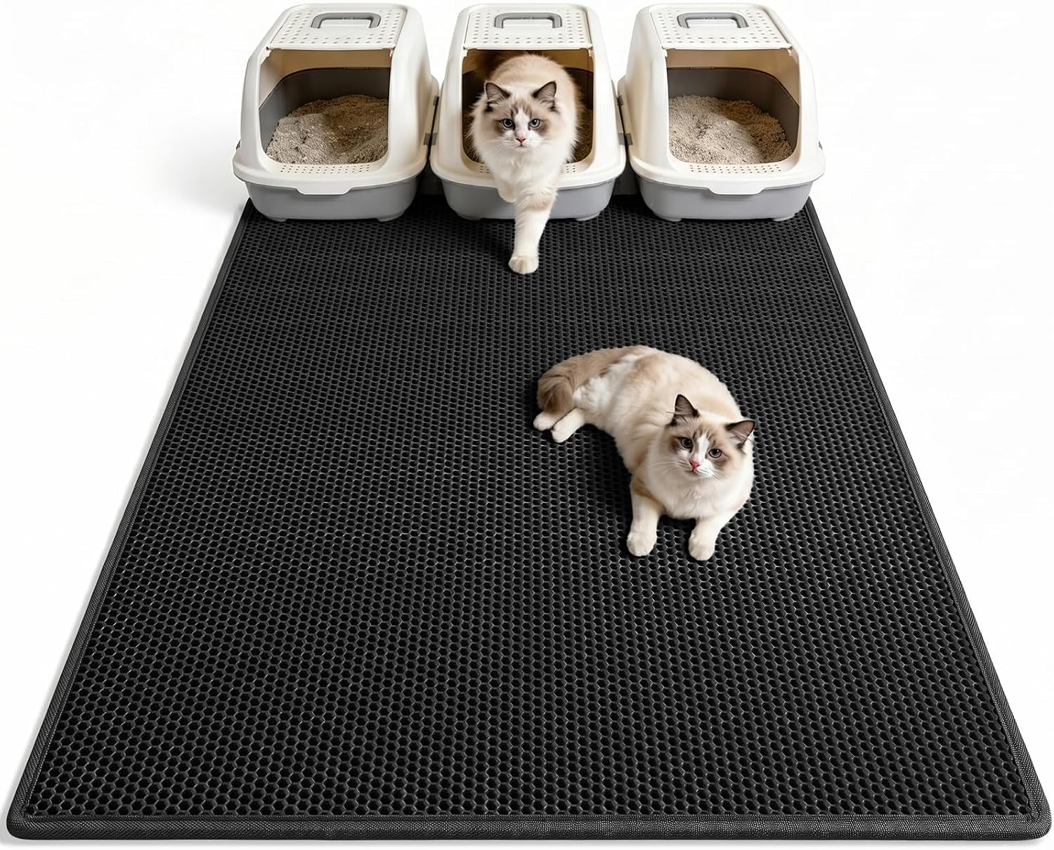 pieviev-cat-litter-mat-double-layer-waterproof-urine-proof-trapping-mat-1-pack-gray-24x15-inch-pack-of-1-honeycomb-design-catches-scattered-particles-to-stop-tracking-urineproof-base-protects-floors-easy-to-clean