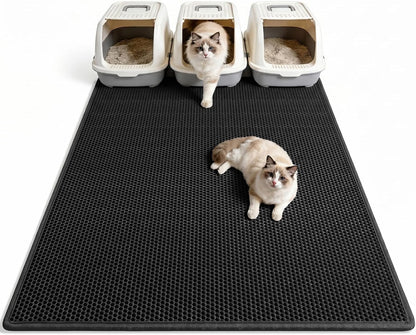 Pieviev Cat Litter Mat Double Layer Waterproof Urine Proof Trapping Mat 1 Pack (Gray, 24X15 Inch (Pack of 1)) | Honeycomb Design Catches Scattered Particles to Stop Tracking, Urineproof Base Protects Floors, Easy to Clean18