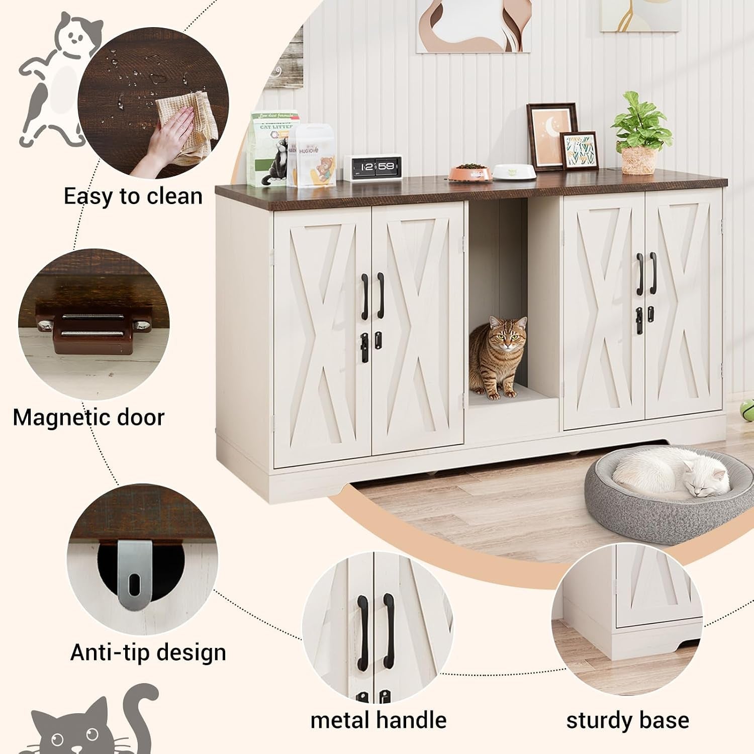 59-1-cat-litter-box-enclosure-for-2-cats-hidden-litter-box-furniture-with-power-outlet-removable-hallway-lockable-door-anti-tip-design-farmhouse-litter-box-cabinet-with-magnetic-door-white