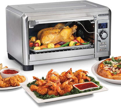 Sure-Crisp Digital Toaster Oven Air Fryer Combo, 1500W, Fits 12” Pizza 6 Slice Capacity, Temperature Probe, Stainless Steel (31243)1