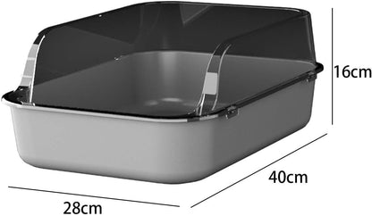 Open Litter Box Semi Enclosed Cat Toilet Sand Box Bedpan Container for Indoor Cats and Young Kittens- Gray7