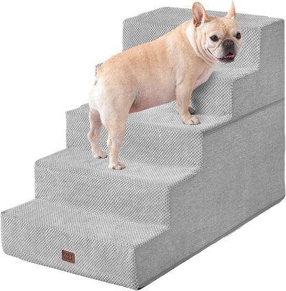 EHEYCIGA Dog Stairs for Bed 18" H, Dog 4-Steps for High Bed, Olive Green | Pet Steps for Small Dogs and Cats, Non-Slip Balanced Pet Ramp Indoor29