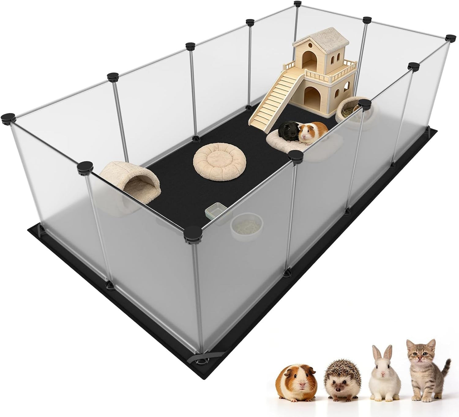 tresbro-guinea-pig-cage-with-top-cover-12-panels-triple-fixing-measures-small-animal-playpen-with-waterproof-pvc-liner-one-motion-hooks-48-x-24-x-16-c-c-grids-cage-for-bunny-hedgehog-hamster