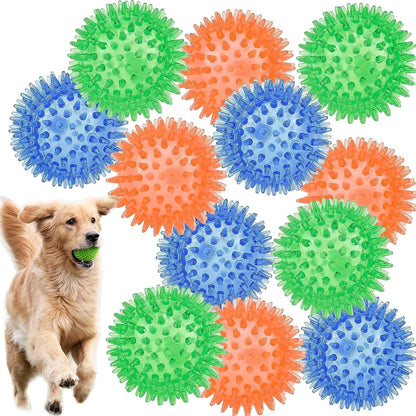 LECHONG 4-Pack Large Squeaky Dog Balls, 4.5" Rubber Spiky Dog Balls for Large Medium Aggressive Chewers Teeth Cleaning, Chew Toy for Training & Boredom Buster8