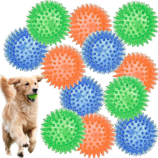 LECHONG 4-Pack Large Squeaky Dog Balls, 4.5" Rubber Spiky Dog Balls for Large Medium Aggressive Chewers Teeth Cleaning, Chew Toy for Training & Boredom Buster8
