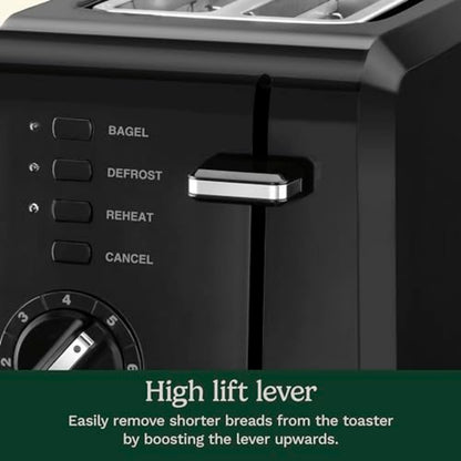 Compact Toaster, 7 Shade Settings, 2-Slice Capacity, Black | 2 Slice Toaster for Bagels & Bread with Defrost/Reheat/Cancel Functions, Removable Crumb Tray & Compact Design, CPT-122BK5