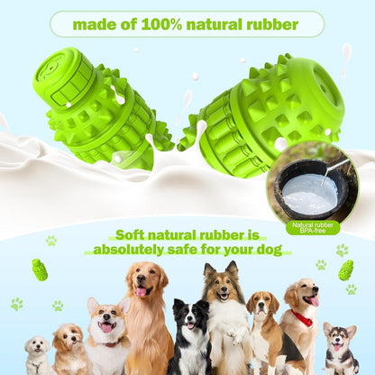 PIFFZEDO Dog Toys for Aggressive Chewers,Interactive Natural Rubber Chew & Squeaky Toy for Large Medium Breed,Dog Toothbrush,Tough & Durable (Green,Large)2