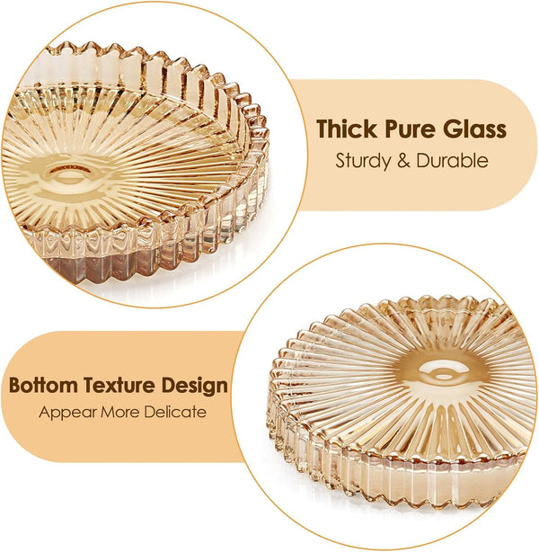 Modern Clear Coasters Set of 5- Glass Cute Coasters for Drinks, Amber | Crystal Coaster round Chic Cup Mat Cute Coffee Table Coaster for Kitchen, Bar, Dining Room, Living Room, Patio4