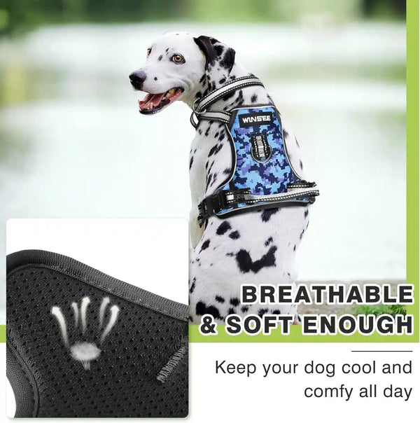 Dog Harness No Pull, Pet Harnesses with Dog Collar, Adjustable Reflective Oxford Outdoor Vest, Front/Back Leash Clips for Small, Medium, Large, Extra Large Dogs, Easy Control Handle for Walking8