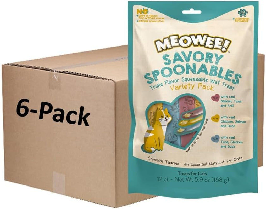 meowee-savory-spoonables-variety-pack-12-count-tube-triple-flavor-squeezable-lickable-wet-treats-for-cats-with-built-in-spoon-for-less-mess
