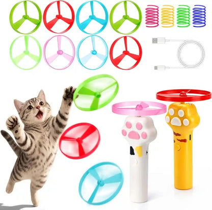 BABORUI Cat Toy Disc Launcher, Rechargeable Interactive Cat Fetch Toy Launcher with 8 Flying Discs, Flying Enrichment Toys for Indoor Bored Kittens & Adult Cats (Yellow)11