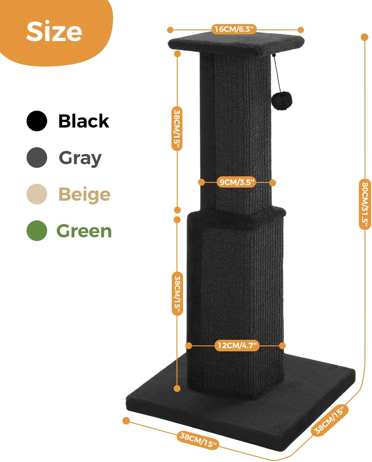 pawz-road-large-cat-scratching-post-32-tall-black-cat-scratcher-heavy-duty-cat-post-with-16x16-large-base-covered-sturdy-woven-sisal-scratcher-and-cat-toy-ball-for-adult-and-indoor-cats