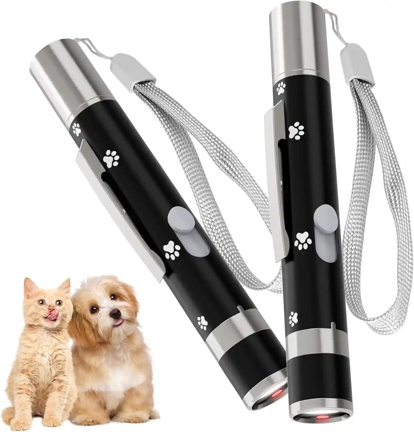 umsis-cat-toy-2-pieces-distinctive-black-painted-metal-casing-with-paw-print-design-rechargeable-7-adjustable-patterns-interactive-chase-toy-for-indoor-cats-dogs-training-and-exercise