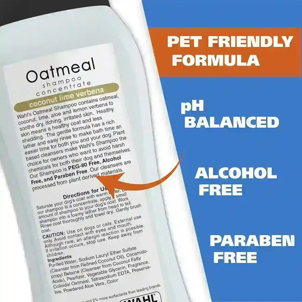 Wahl Oatmeal Shampoo Concentrate for dogs & cats, pH balanced, alcohol & paraben free, coconut lime verbena scent6
