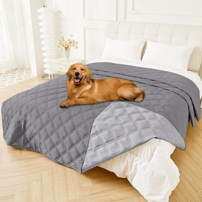 Smiry Waterproof Dog Bed Cover, Reversible Pet Blanket for Sofa Couch | Soft Washable Dog Blanket, Leakproof Couch Cover for Dogs Cats & Furniture Protection, 52X82, Grey/Dark Grey121