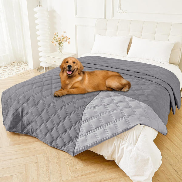 Smiry Waterproof Dog Bed Cover, Reversible Pet Blanket for Sofa Couch | Soft Washable Dog Blanket, Leakproof Couch Cover for Dogs Cats & Furniture Protection, 52X82, Grey/Dark Grey121